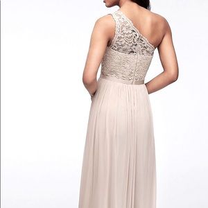 David’s Long One Shoulder Lace Bridesmaid Dress